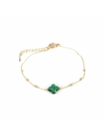 Bracelet Zag en acier doré et malachite