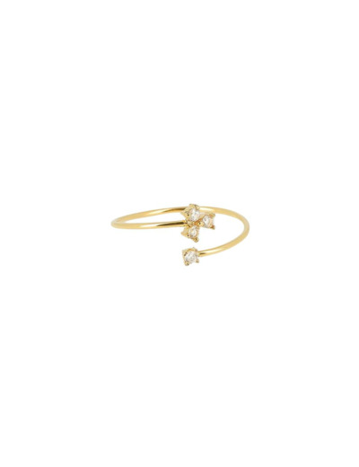 Bague Zag en acier doré et zircon