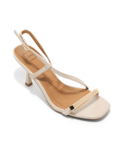 Sandale talon decrochee femme beige