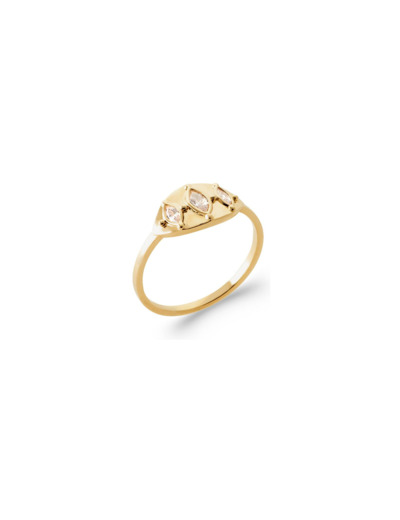 Bague en plaqué or et oxydes de zirconium