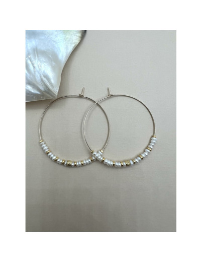 Boucles d'oreilles Indriya Elise en plaqué or et perles d'eau douce