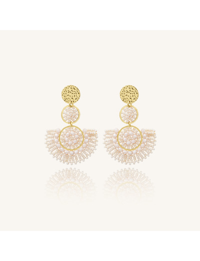 Boucles d'oreilles Sàntibé Bijoux Cancun dorées à l'or fin et perles