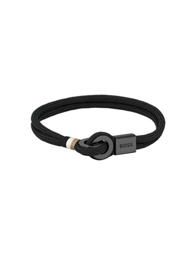 Bracelet BOSS Thad Sport en acier PVD noir et nylon noir, taille S