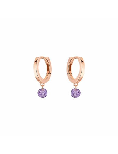 Boucles d'oreilles créoles La Brune & La Blonde CONFETTI en or rose et améthyste de 0.20ct