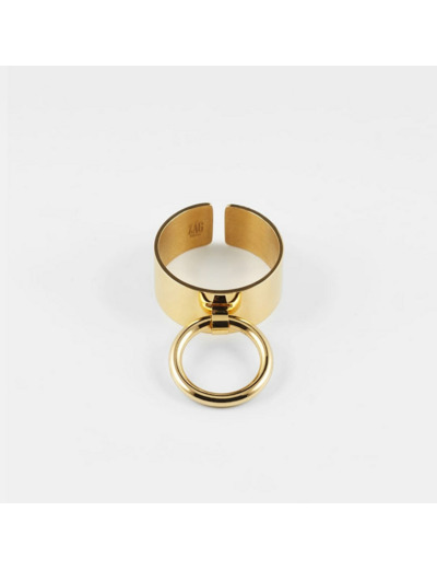 Bague ZAG en acier doré