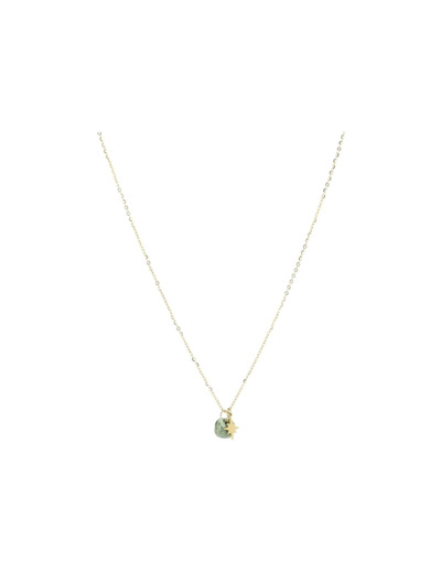 Collier Zag en acier doré et turquoise