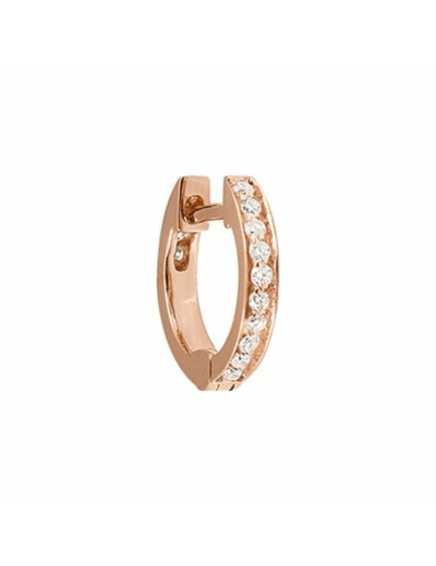 Mono boucle d'oreille créole Vanrycke Officiel en or rose et pavée de diamants, taille XS