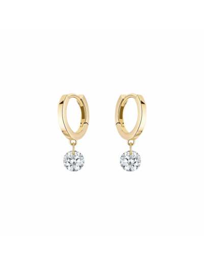 Boucles d'oreilles créoles La Brune & La Blonde 360° en or jaune et diamants de 0.20ct