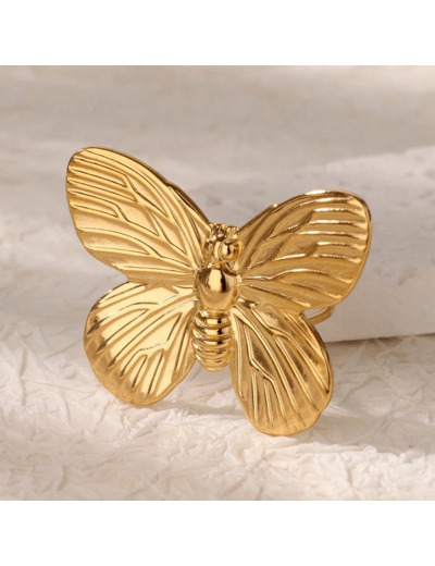 Papillon bague acier inoxydable