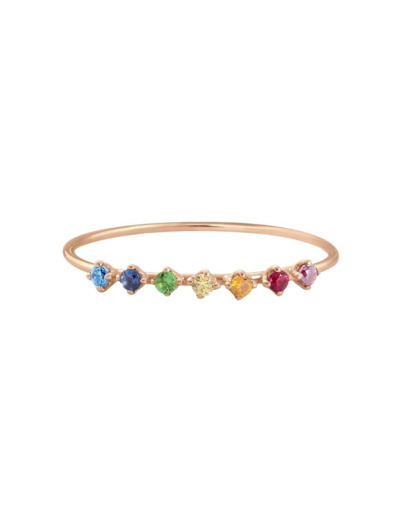 Bague Vanrycke Stardust en or rose, saphirs multicolores et tsavorite