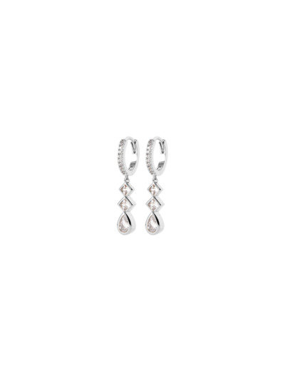 Boucles d'oreilles créoles en argent rhodié et oxydes de zirconium