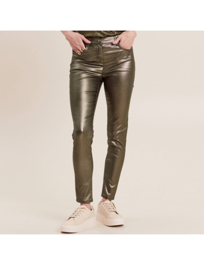 Pantalon ajusté enduit 7/8ème
