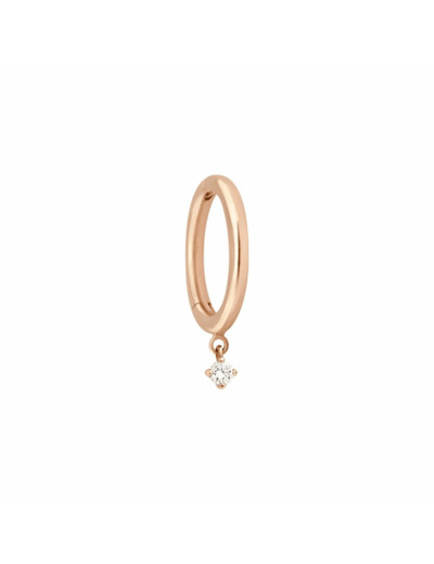 Mono boucle d'oreille créole Vanrycke Stardust en or rose et 1 diamant, taille S