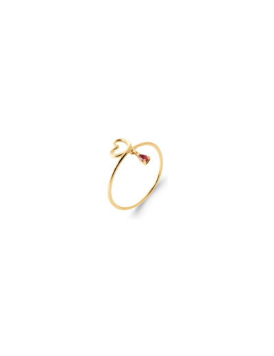 Bague en plaqué or et pierre de couleur