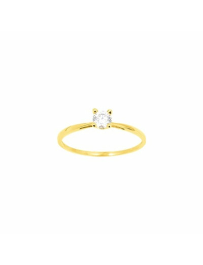 Solitaire en or jaune et oxyde de zirconium