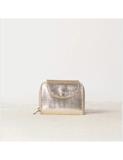 Portefeuille Gaby doré en cuir