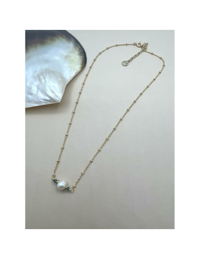 Collier ras de cou Indriya Azuri en vermeil, apatite et perles d'eau douce