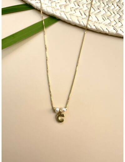 Indriya - Collier Lettrines lettre C perles