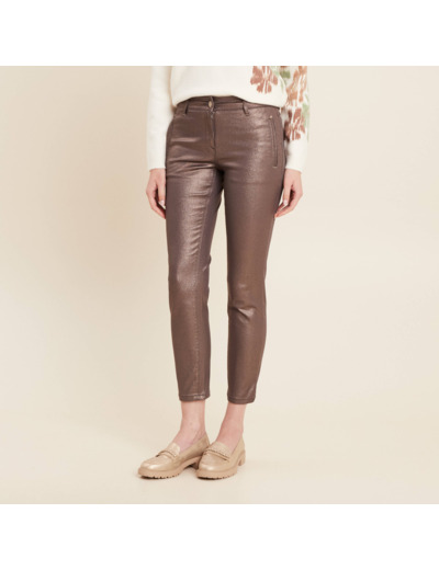 Pantalon ajusté enduit 7/8ème