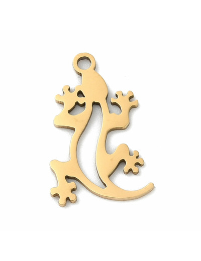 Pendentif gecko acier or