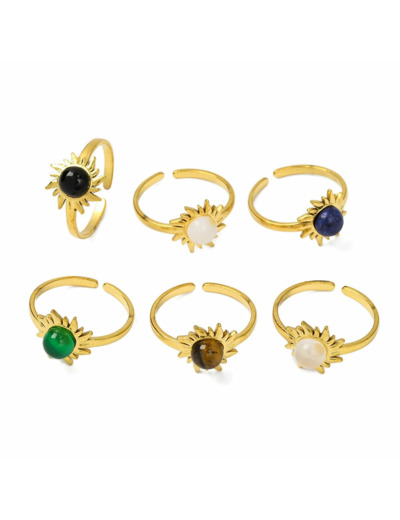 Bague forme soleil pierre mixte