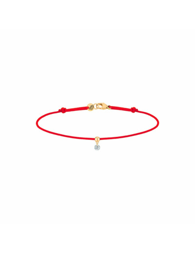 Bracelet sur cordon La Brune & La Blonde BB rouge en or jaune et diamant 0.07ct