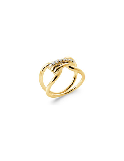 Bague en plaqué or et oxydes de zirconium