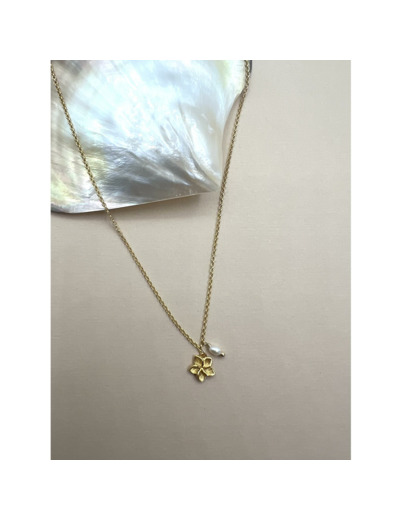 Collier ras de cou Indriya Monoï en plaqué or et perles d'eau douce