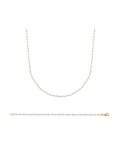 Collier en plaqué or et perles d'imitation, 45cm