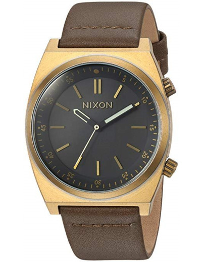 Nixon Brigade 40mm Black Dial Gold Brown Leather