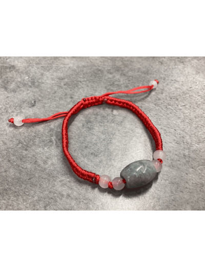 Bracelet tissu rouge Jade