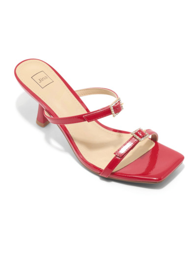 Mule talon decrochee femme rouge