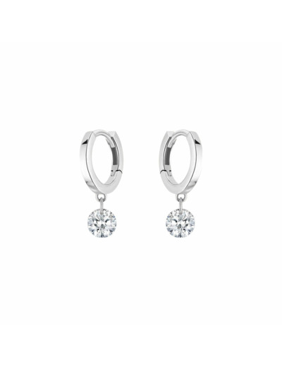 Boucles d'oreilles créoles La Brune & La Blonde 360° en or blanc et diamants de 0.20ct