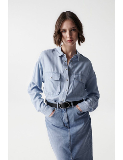 CHEMISE LOOSE LIGHTDENIM À BOUTONS