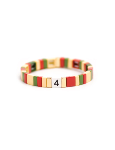 Bracelet Simone à Bordeaux 4# en métal émaillé multicolore