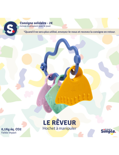 Le Reveur - Hochet A Manipuler Bleu - P121.3 - Le Jouet Simple