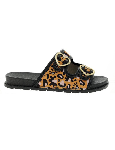 Mule plate junior fille leopard