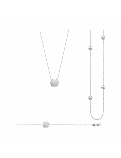 Collier sautoir en argent rhodié