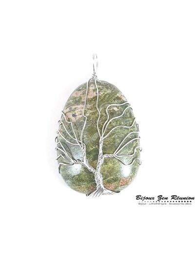 Pendentif arbre de vie en unakite