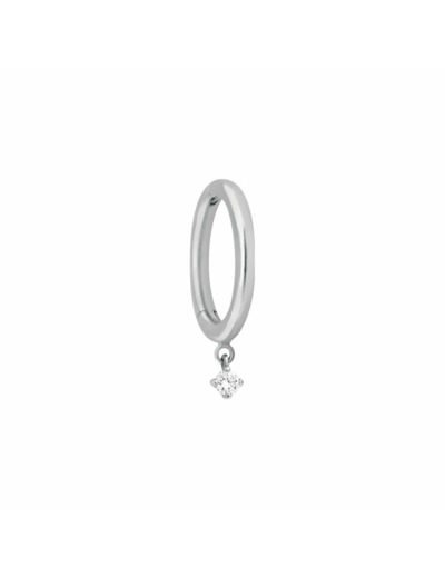 Boucles d'oreilles créoles Vanrycke Stardust en or blanc et 1 diamant, taille S