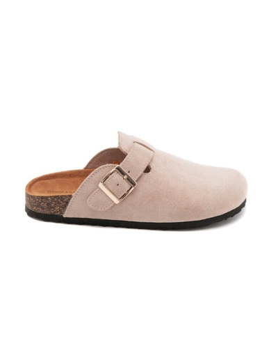 Mule plate femme beige