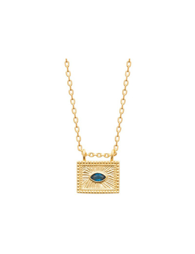 Collier en plaqué or, oxyde de zirconium et pierres de couleurs, 45 cm