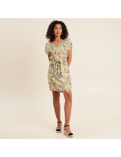 Robe droite fluide col en V