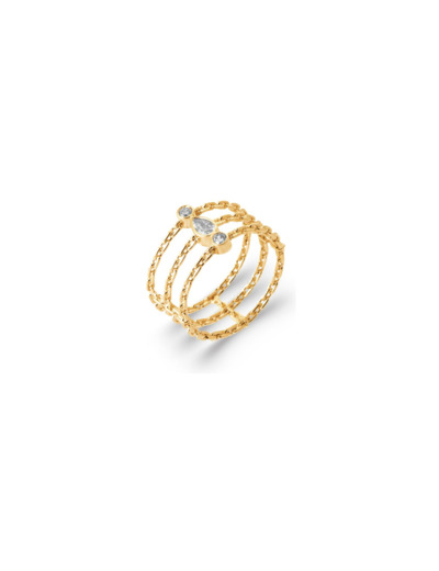 Bague en plaqué or et oxydes de zirconium