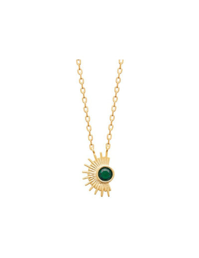 Collier en plaqué or et pierres de couleurs, 45 cm