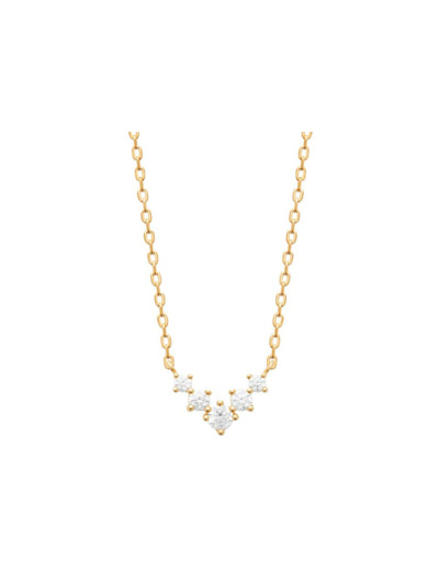 Collier en plaqué or et oxyde de zirconium, 45 cm