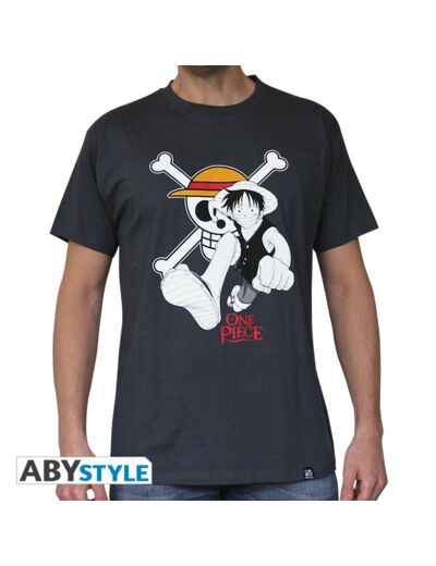 ONE PIECE - Tshirt "Luffy & Emblem" homme MC dark grey