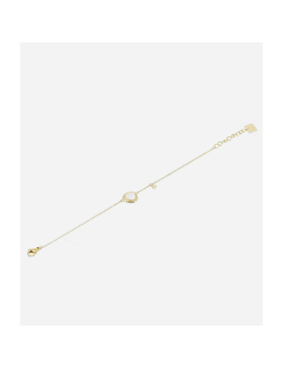 Bracelet Zag en acier doré, nacre et oxyde de zirconium