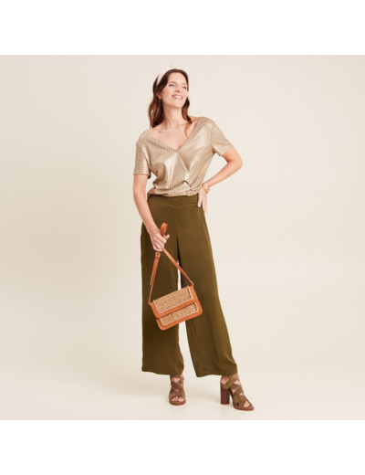Pantalon large satin