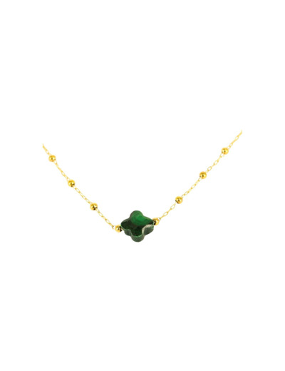 Collier Zag en acier doré et malachite